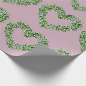 Vintage weiße Blume Herz mit Grün Geschenkpapier (Ecke)