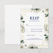 Vintage weiße Blume Hochzeitskarten RSVP Karte (Vorne/Hinten)