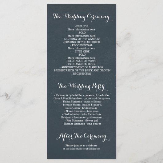 Vintage weiße Blume verrichten Hochzeitsprogramme Programm (Rückseite)