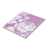 Vintage Weiße Blumensilhouette auf Lavendel Fliese (Seite)