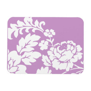 Vintage Weiße Blumensilhouette auf Lavendel Magnet
