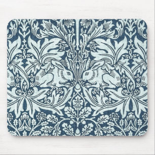 Vintage weiße Kaninchen Floral Blue - William Morr Mousepad