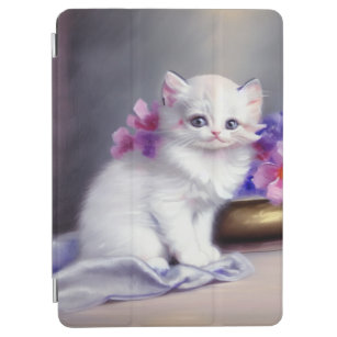 Vintage weiße Kätzchen mit rosa und violetten Blum iPad Air Hülle