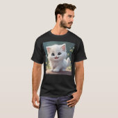 Vintage weiße Katzen T-Shirt (Vorne ganz)