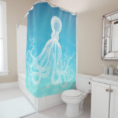 Vintage weiße Krake im tiefes Seeozean Duschvorhang (Beispiel)