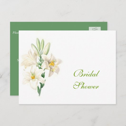 Vintage weiße Lilie Blume Brautparty Postkarten (Vorne/Hinten)