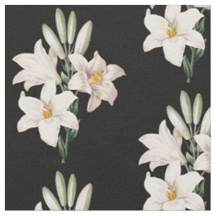 Vintage weiße Lilien mit Blumen Stoff