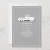 Vintage Weiße Lkw-Hochzeit Einladung (Vorderseite)