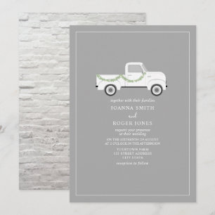 Vintage Weiße Lkw-Hochzeit Einladung