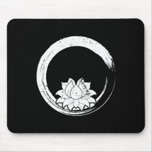 Vintage Weiße Lotusblume mit Zen-Kreis  Mousepad