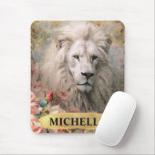 Vintage Weiße Löwen und Rosen Mousepad (Mit Mouse)
