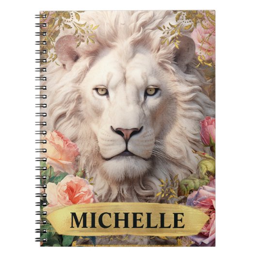 Vintage Weiße Löwen und Rosen Notizblock (Vorderseite)