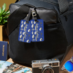 Vintage Weiße Luftschiff Muster Navy Blau Gepäckan Gepäckanhänger