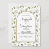 Vintage weiße Pfefferminze romantische Blumenhochz Einladung (Vorderseite)