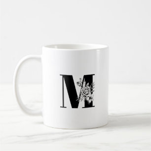 Vintage Weiße Rose & Tulpe Florales Bouquet Schwar Kaffeetasse