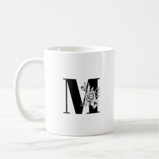 Vintage Weiße Rose & Tulpe Florales Bouquet Schwar Kaffeetasse
