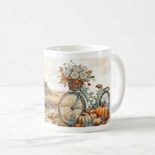 Vintage Weiße Rosen und Halloween-Kürbis-Tasse Kaffeetasse