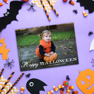 Vintage Weiße Schrift Happy Halloween Foto Feiertagskarte