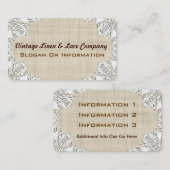 Vintage weiße Spitze-u. Leinen-Geschäfts-Karten Visitenkarte (Vorne/Hinten)
