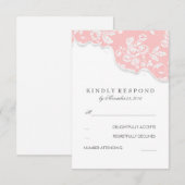 Vintage weiße Spitzen rosa Hochzeit RSVP Karte (Vorne/Hinten)