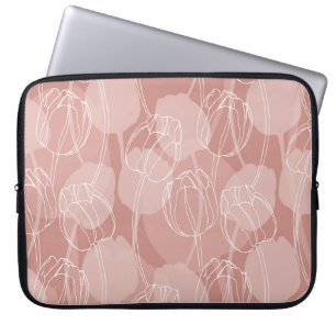 Vintage weiße Tulpen Rosa Hintergrund Laptopschutzhülle