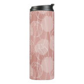 Vintage weiße Tulpen Rosa Hintergrund Thermosbecher (Nach links gedreht)