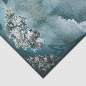 Vintage, weiße und hellblaue Blumen Rahmen Seidenpapier (Ausschnitt)