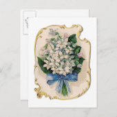 Vintage weiße Violetten Einladungspostkarte (Vorne/Hinten)