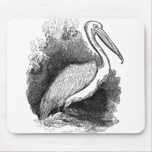 Vintage Weißer Pelikan Kunstprint Tinte und Feder Mousepad