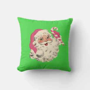 Vintage-Weißer Weihnachtsmann-Rosa- und Grün-Wurfk Kissen