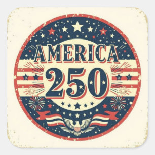 Vintage-Weißkopfseeadler Amerika 250. Kunstwerk Quadratischer Aufkleber