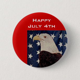 Vintage Weißkopfseeadler auf der amerikanischen Fl Button