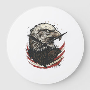 Vintage Weißkopfseeadler Patriotische Gravur Shirt Große Wanduhr