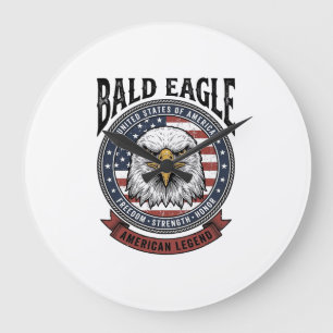 Vintage-Weißkopfseeadler-patriotisches T-Shirt-Des Große Wanduhr