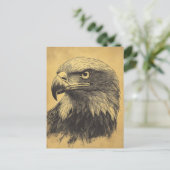 Vintage Weisskopfseeadler Portrait Raubvogel Postkarte (Stehend Vorderseite)