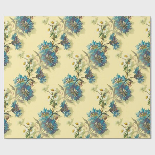 Vintage Weißmehl- und Blumenmuster Geschenkpapier (Flach)