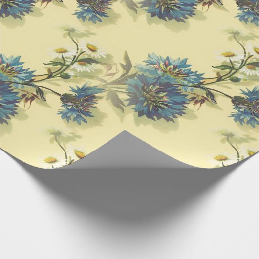 Vintage Weißmehl- und Blumenmuster Geschenkpapier (Ecke)