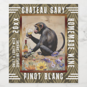 Vintage Weißweinflasche für Affen personalisiert Weinetikett