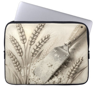 Vintage Weizenhalme Mehl Teigschaber Illustration Laptopschutzhülle
