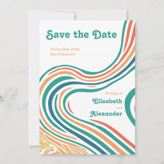 Vintage Wellen der 70er Jahre, Save the Date Einladung