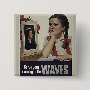 Vintage Wellen Quadratische Taste Button