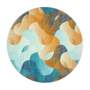 Vintage-Wellenmuster, blau und braun. Schneidebrett