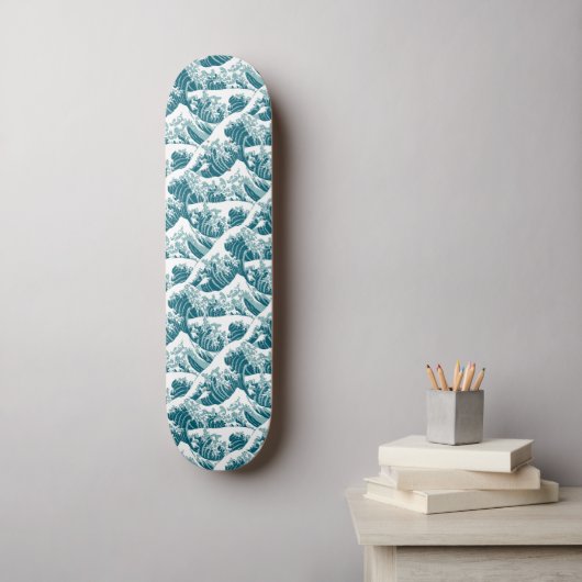 Vintage-Wellenmuster Skateboard (Wandkunst)