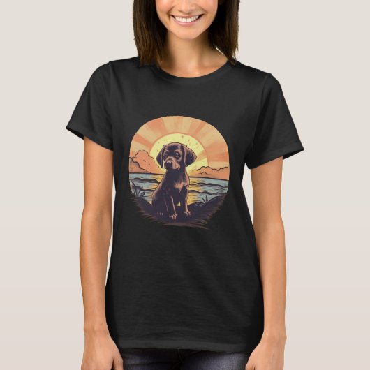 Vintage Welpe bei Sunset T - Shirt (Vorderseite)