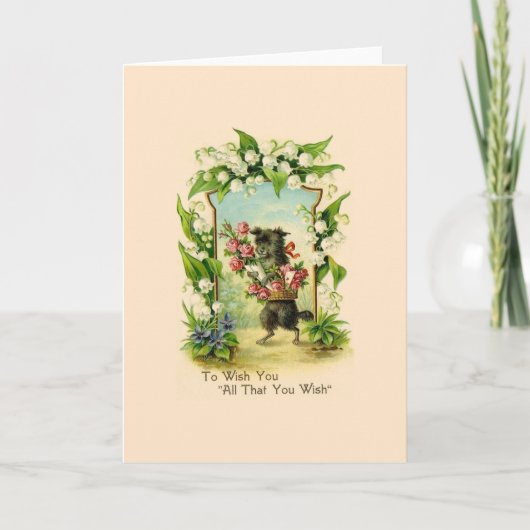 Vintage Welpe Geburtstagskarte Karte (Vorderseite)