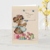 Vintage Welpe Geburtstagskarte Karte (Gelbe Blume)