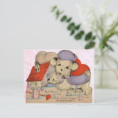 Vintage Welpe Liebe Valentine Postkarte (Stehend Vorderseite)