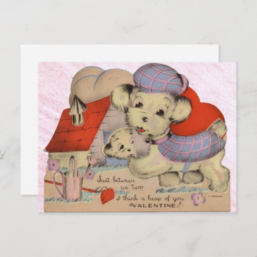Vintage Welpe Liebe Valentine Postkarte (Vorne/Hinten)