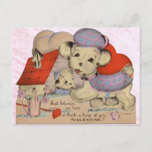 Vintage Welpe Liebe Valentine Postkarte