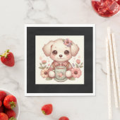 Vintage Welpe mit Blumenkohl Serviette (Beispiel)